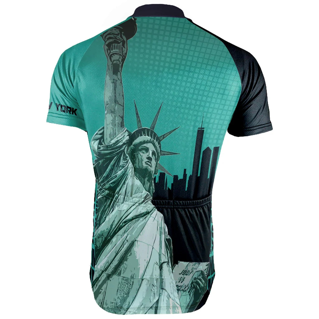 Customized New York Cycling Jersey Short Sleeve For Men