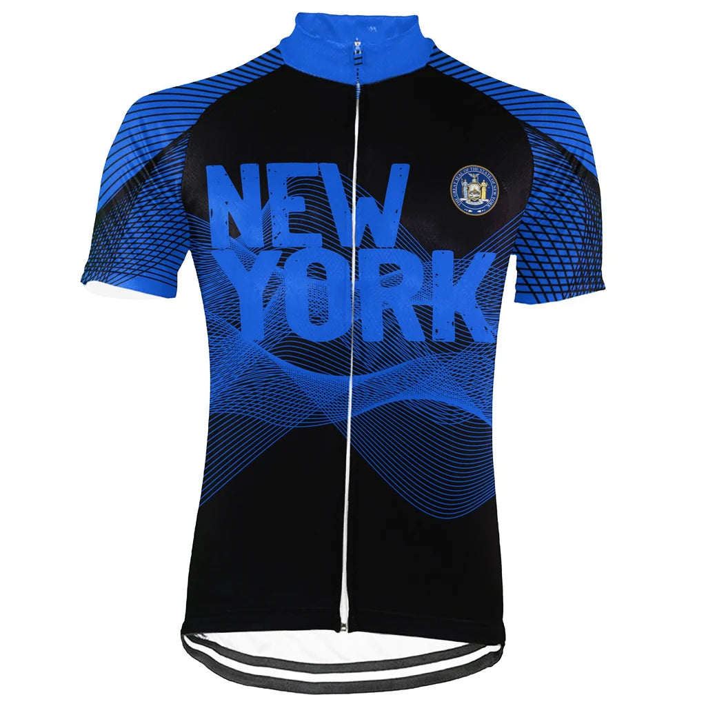 Customized New York Cycling Jersey Short Sleeve For Men