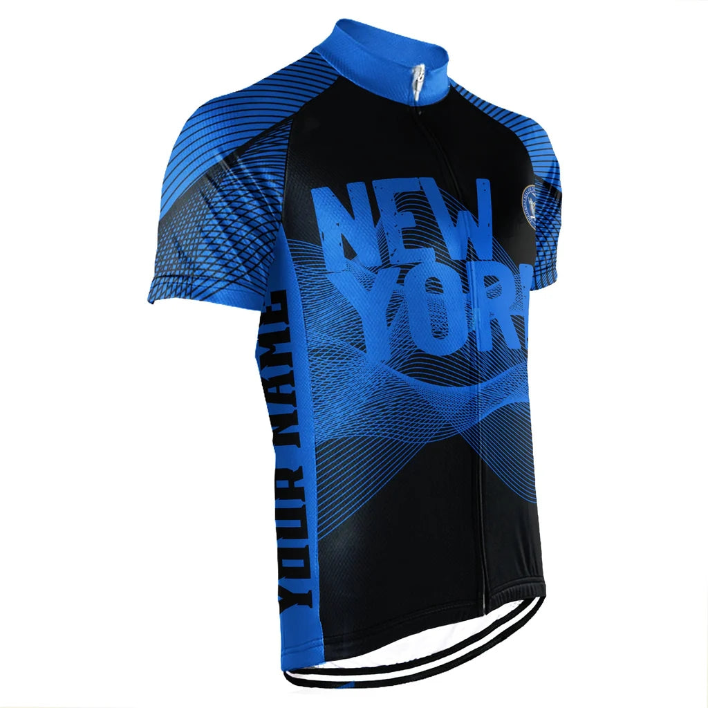Customized New York Cycling Jersey Short Sleeve For Men