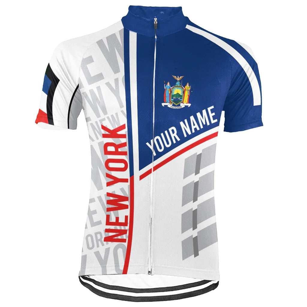 Customized New York Cycling Jersey Short Sleeve For Men