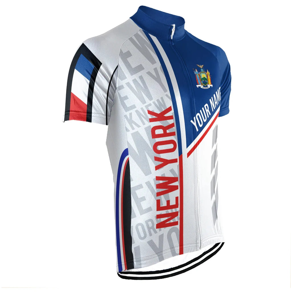 Customized New York Cycling Jersey Short Sleeve For Men