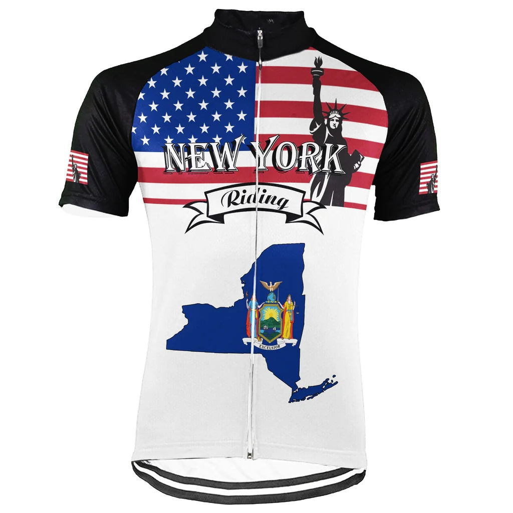 Customized New York Cycling Jersey Short Sleeve For Men