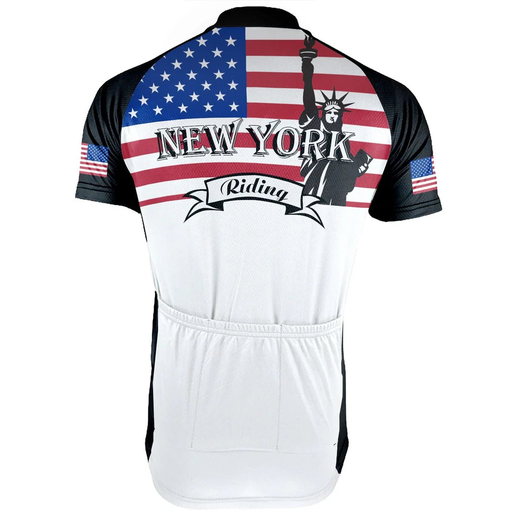 Customized New York Cycling Jersey Short Sleeve For Men