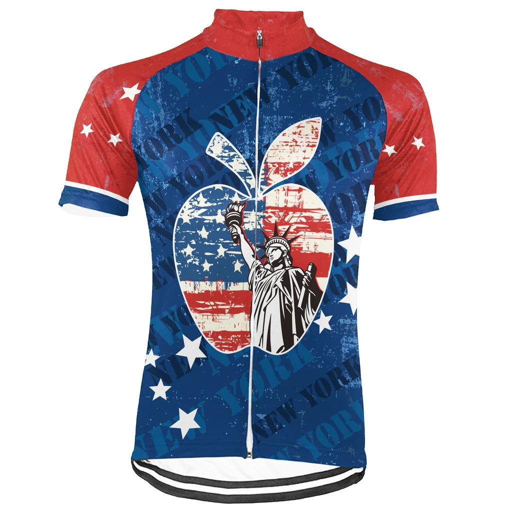 Customized New York Cycling Jersey Short Sleeve For Men
