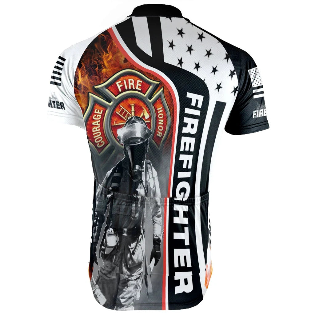 Customized Firefighter Men's Cycling Jersey Short Sleeve