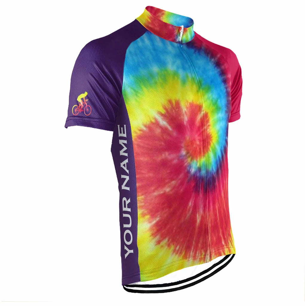 Customized Tie Dye Men's Cycling Jersey Short Sleeve