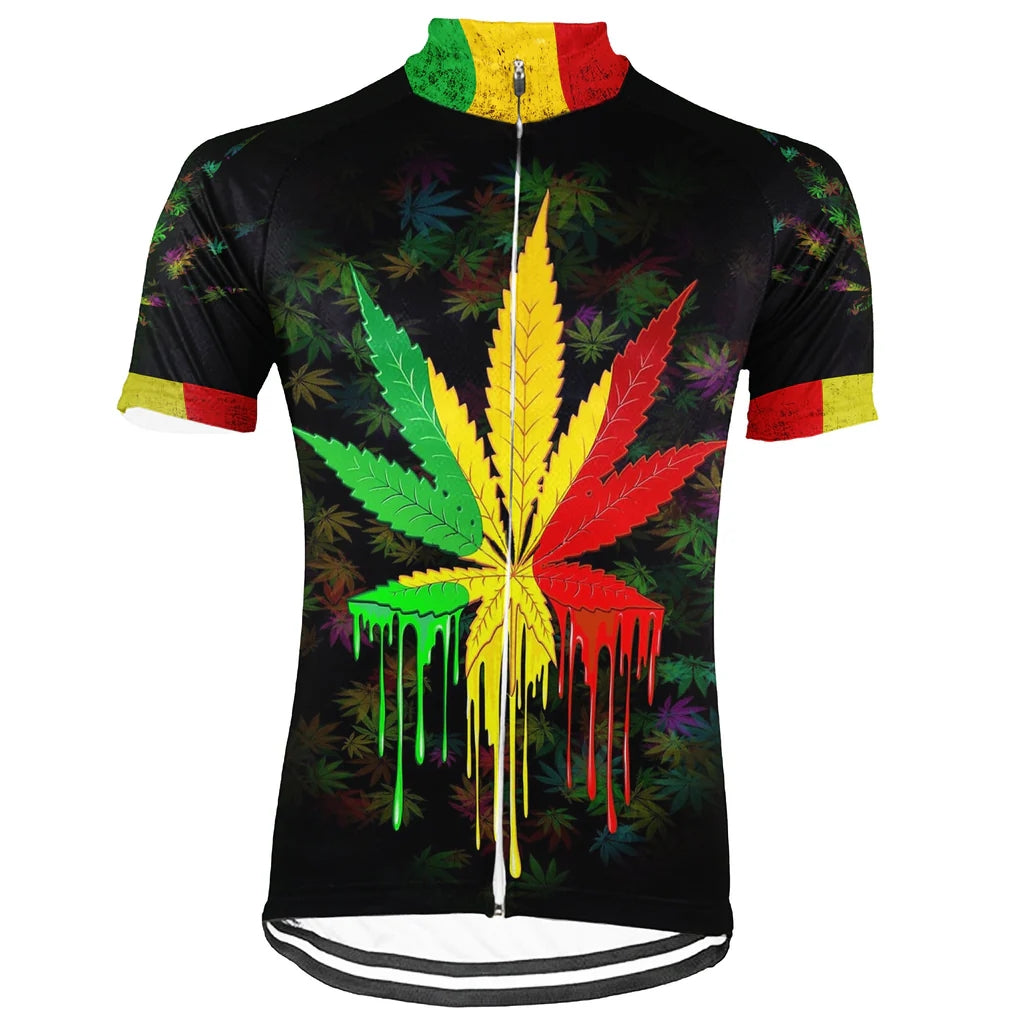 Customized Rasta Marijuana Men's Cycling Jersey Short Sleeve