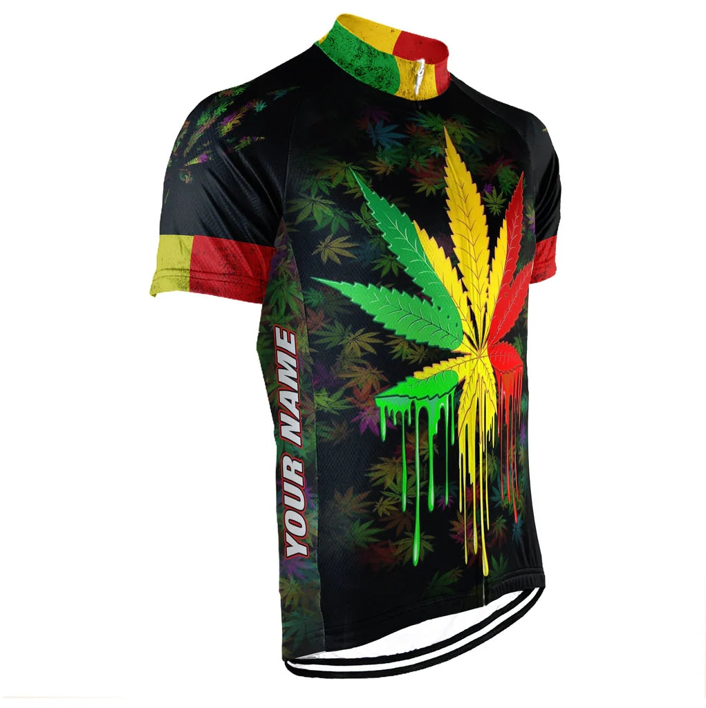 Customized Rasta Marijuana Men's Cycling Jersey Short Sleeve