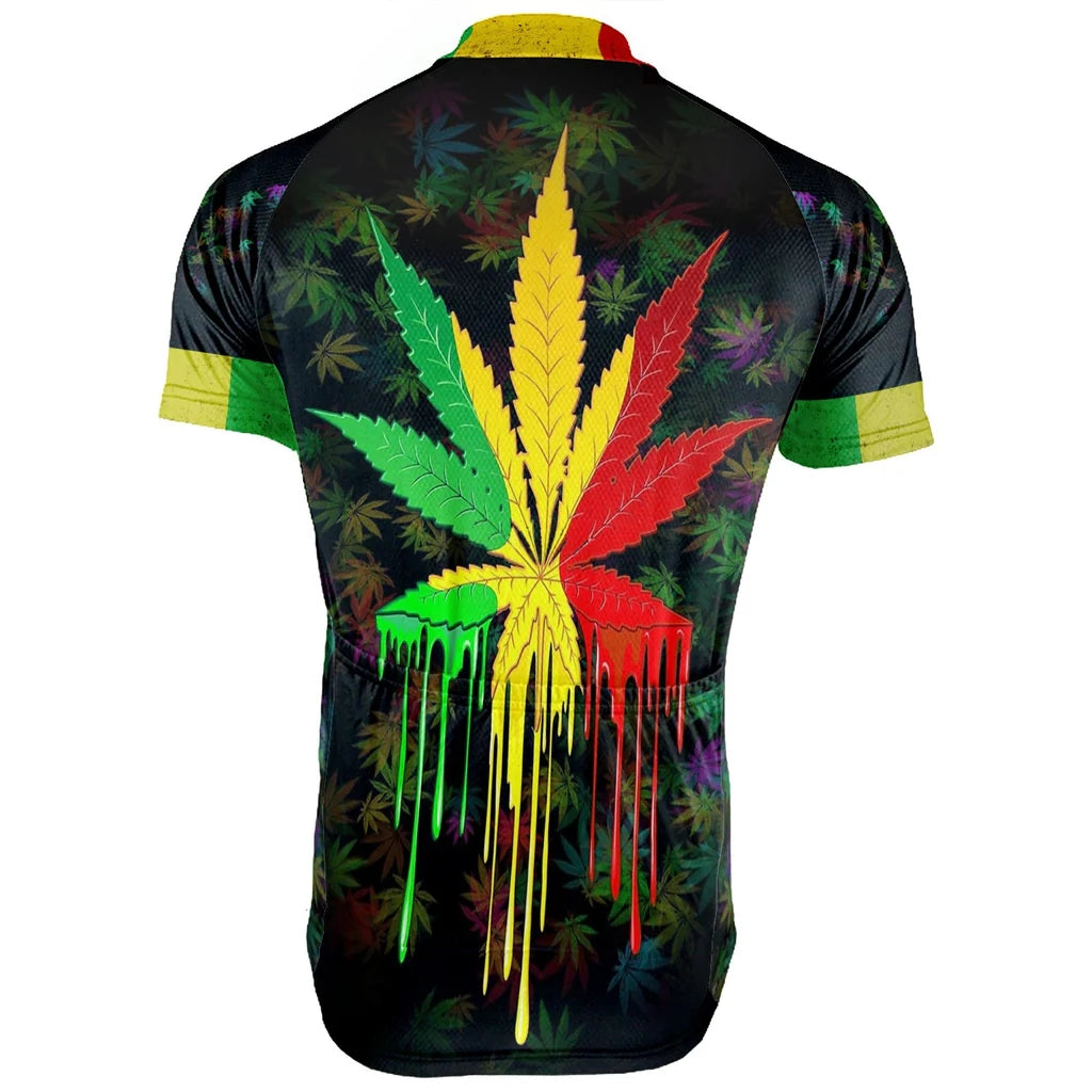 Customized Rasta Marijuana Men's Cycling Jersey Short Sleeve