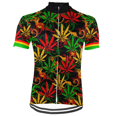 Customized Rasta Marijuana Men's Cycling Jersey Short Sleeve