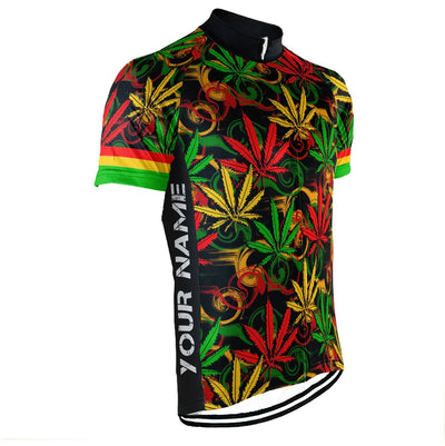 Customized Rasta Marijuana Men's Cycling Jersey Short Sleeve
