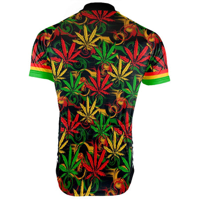 Customized Rasta Marijuana Men's Cycling Jersey Short Sleeve