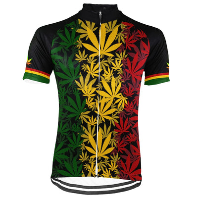 Customized Rasta Marijuana Men's Cycling Jersey Short Sleeve