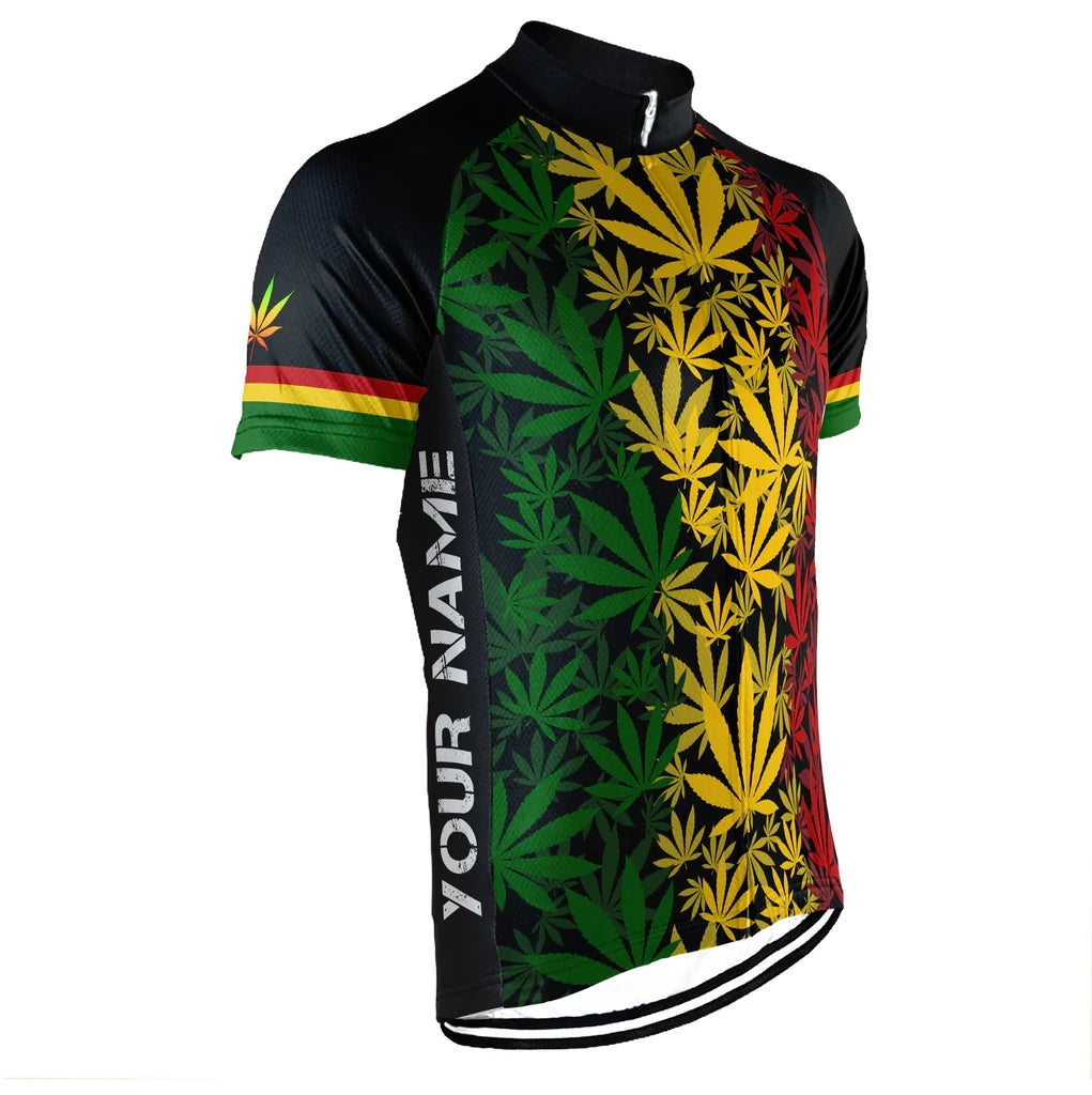 Customized Rasta Marijuana Men's Cycling Jersey Short Sleeve