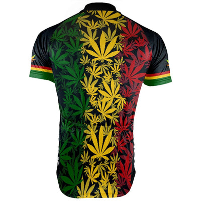 Customized Rasta Marijuana Men's Cycling Jersey Short Sleeve