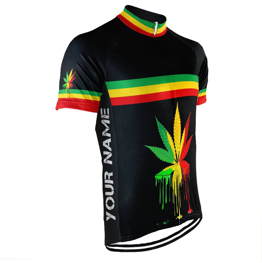 Customized Rasta Marijuana Men's Cycling Jersey Short Sleeve