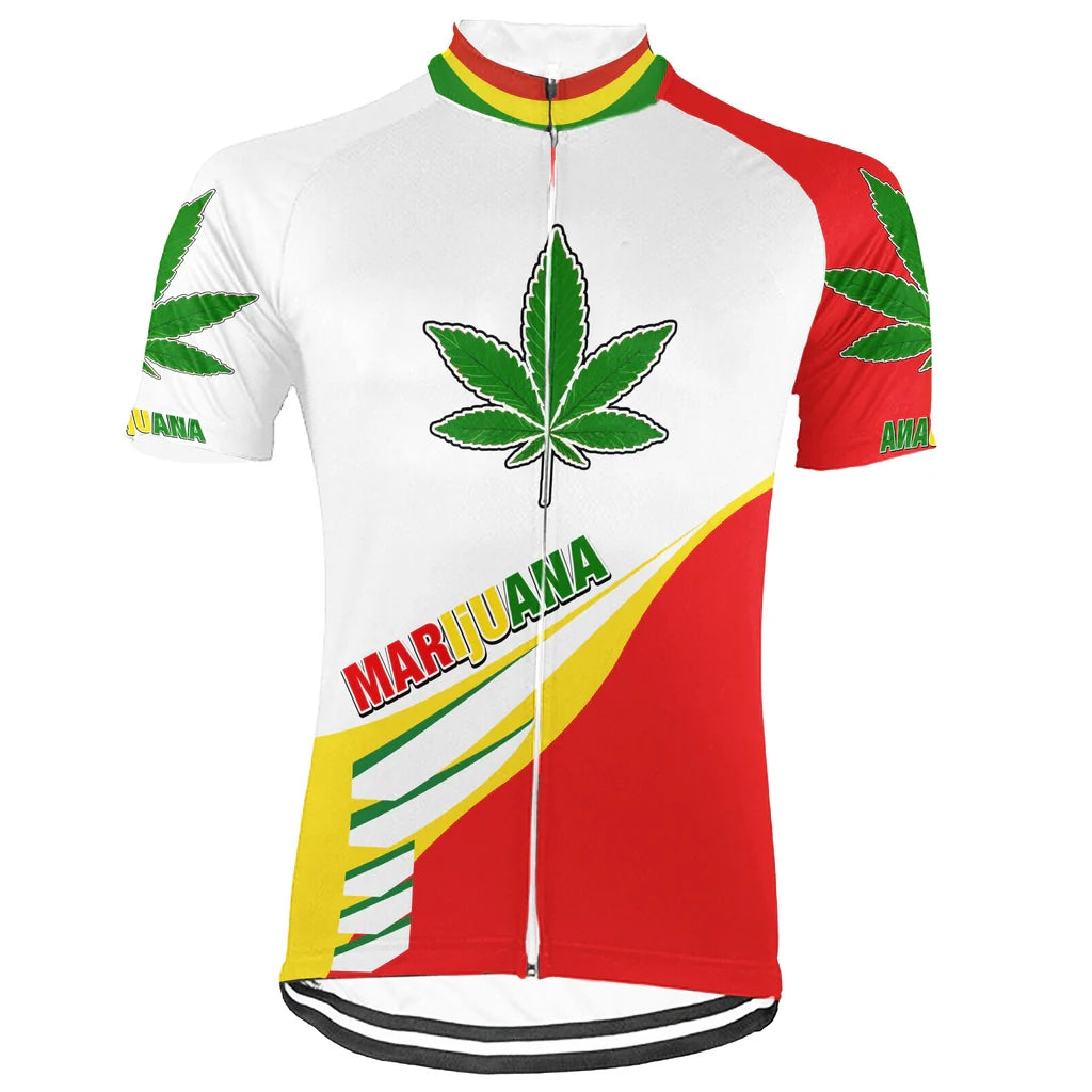 Customized Rasta Marijuana Men's Cycling Jersey Short Sleeve