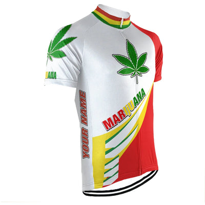 Customized Rasta Marijuana Men's Cycling Jersey Short Sleeve