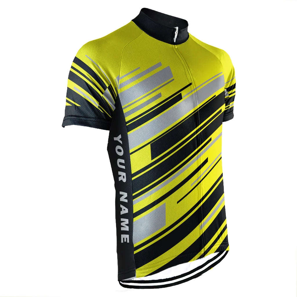 Customized Yellow Men's Cycling Jersey Short Sleeve
