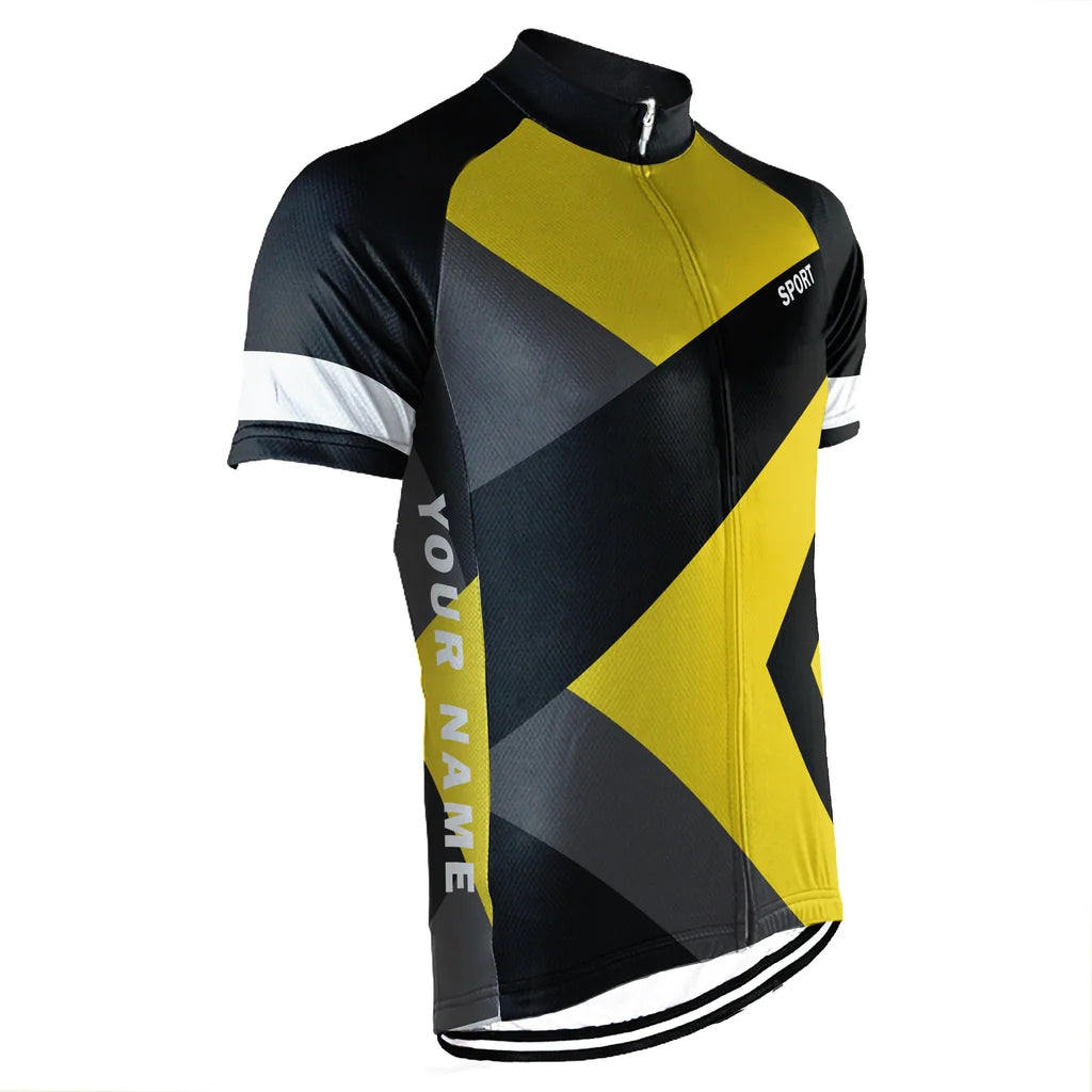 Customized Yellow Men's Cycling Jersey Short Sleeve