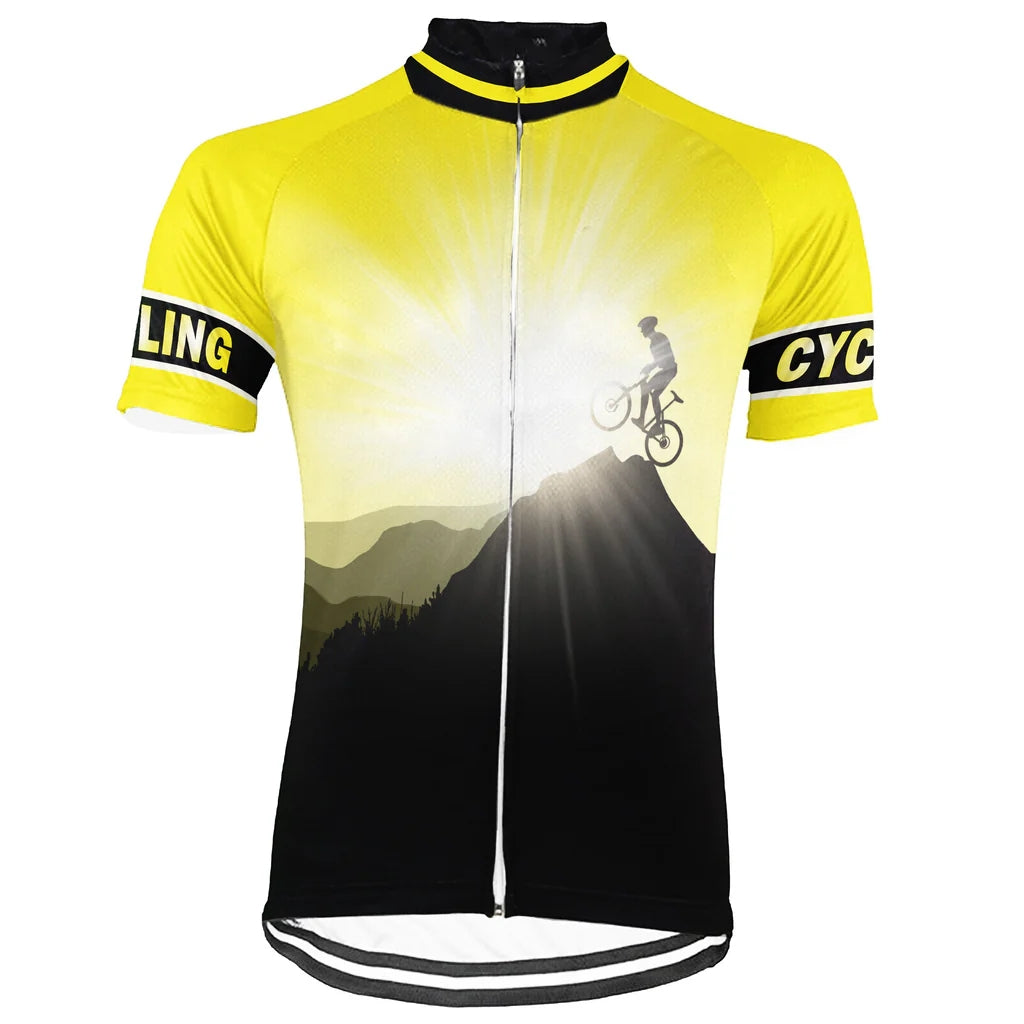 Customized Yellow Men's Cycling Jersey Short Sleeve