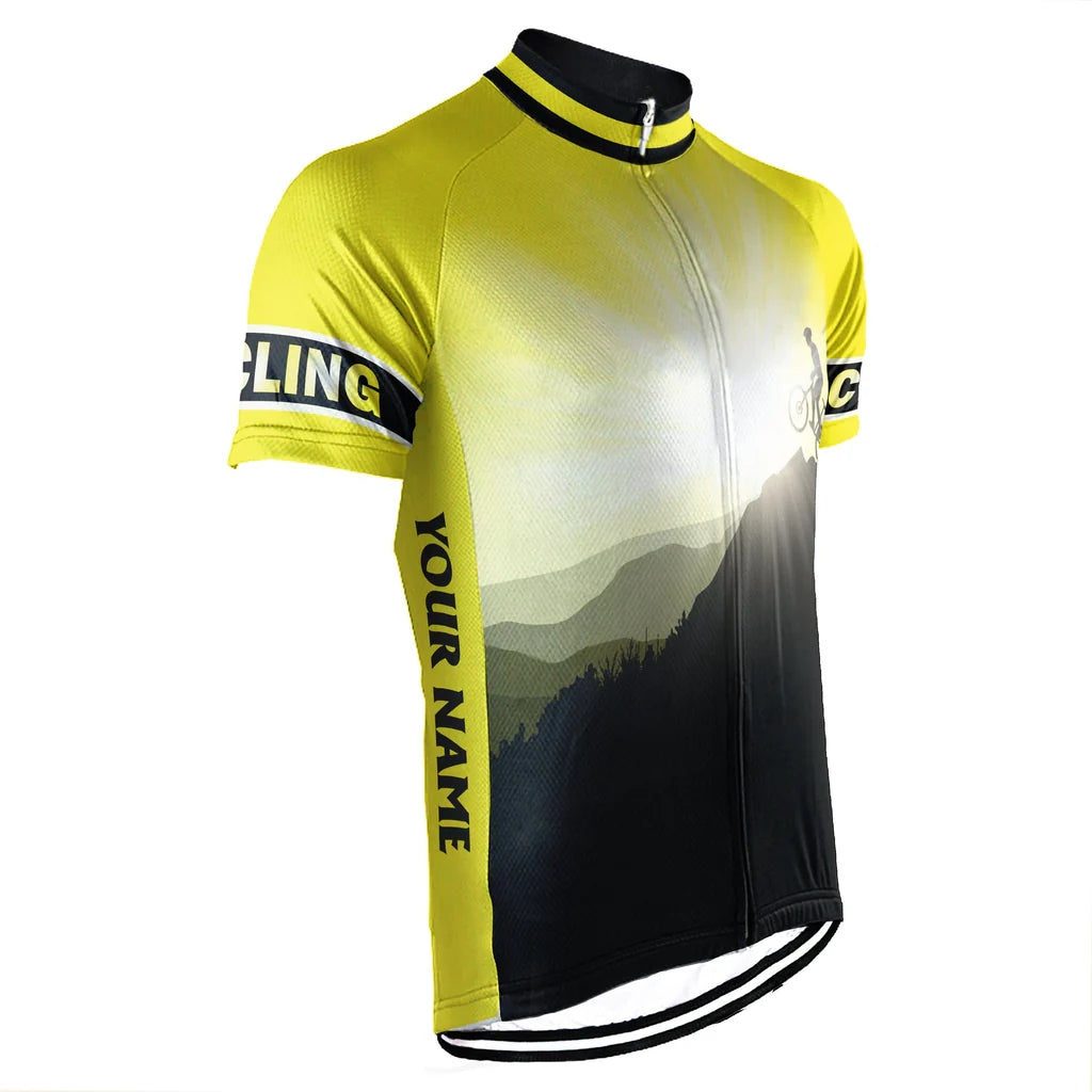 Customized Yellow Men's Cycling Jersey Short Sleeve