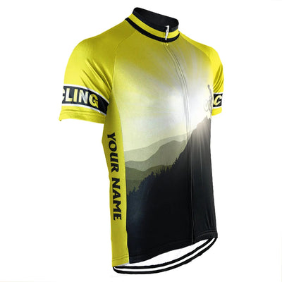 Customized Yellow Men's Cycling Jersey Short Sleeve