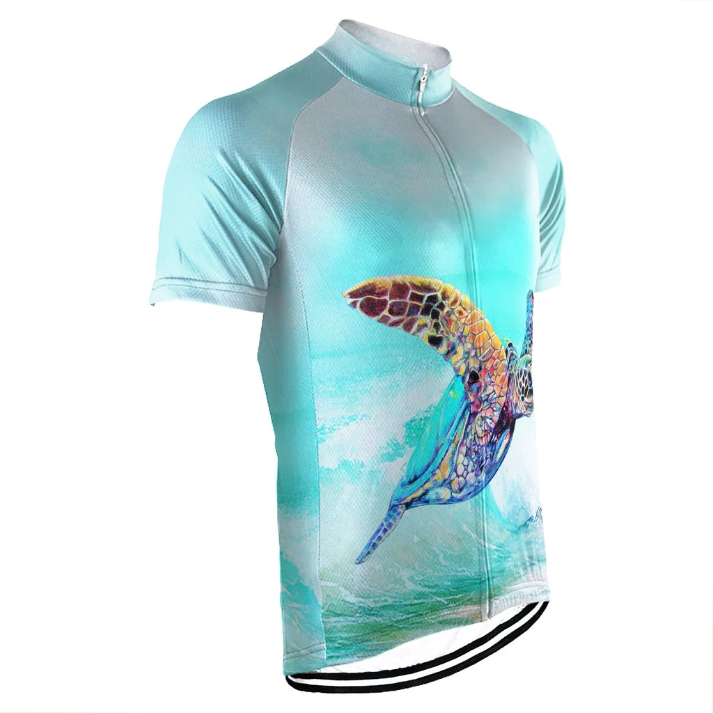 Customized Turtle On Road Men's Cycling Jersey Short Sleeve