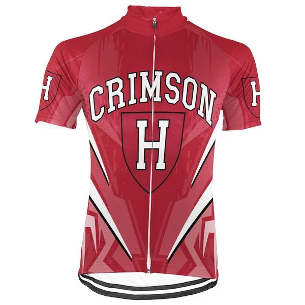 Customized Harvard Crimson Men's Cycling Jersey Short Sleeve