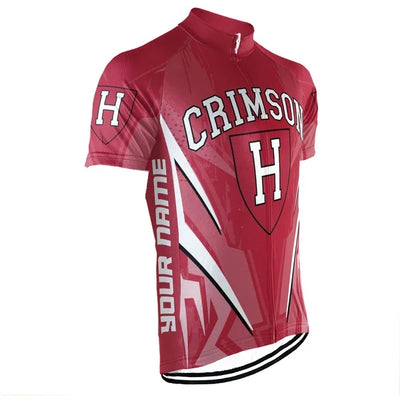 Customized Harvard Crimson Men's Cycling Jersey Short Sleeve