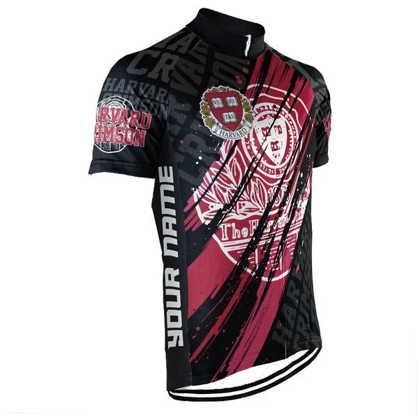 Customized Harvard Crimson Men's Cycling Jersey Short Sleeve