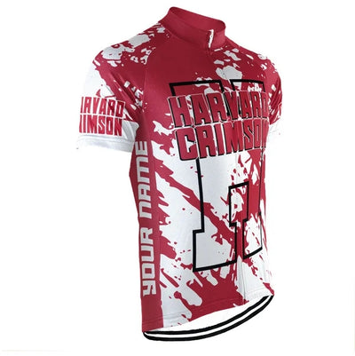 Customized Harvard Crimson Men's Cycling Jersey Short Sleeve