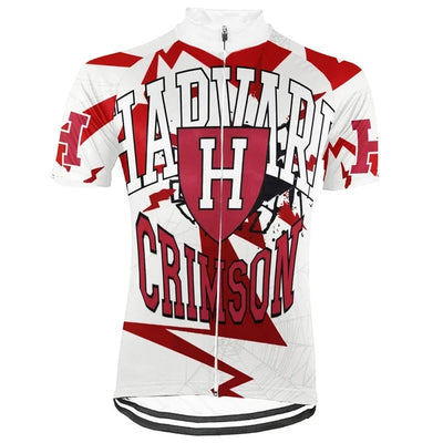Customized Harvard Crimson Men's Cycling Jersey Short Sleeve