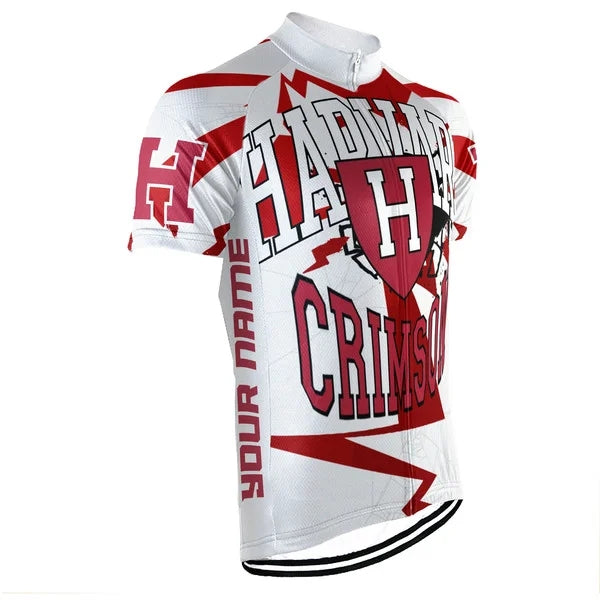 Customized Harvard Crimson Men's Cycling Jersey Short Sleeve