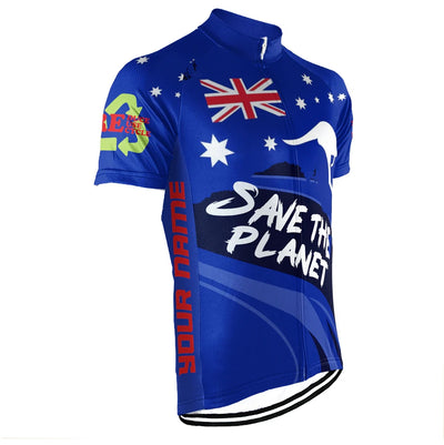 Customized Australia Environmental Protection Save The Planet Men's Cycling Jersey Short Sleeve