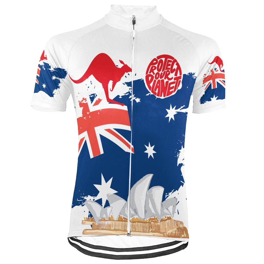 Customized Australia Environmental Protection Save The Planet Men's Cycling Jersey Short Sleeve