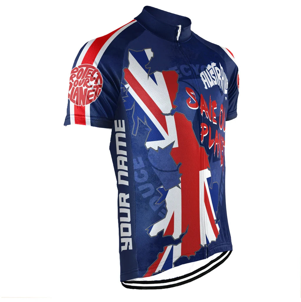 Customized Australia Environmental Protection Save The Planet Men's Cycling Jersey Short Sleeve