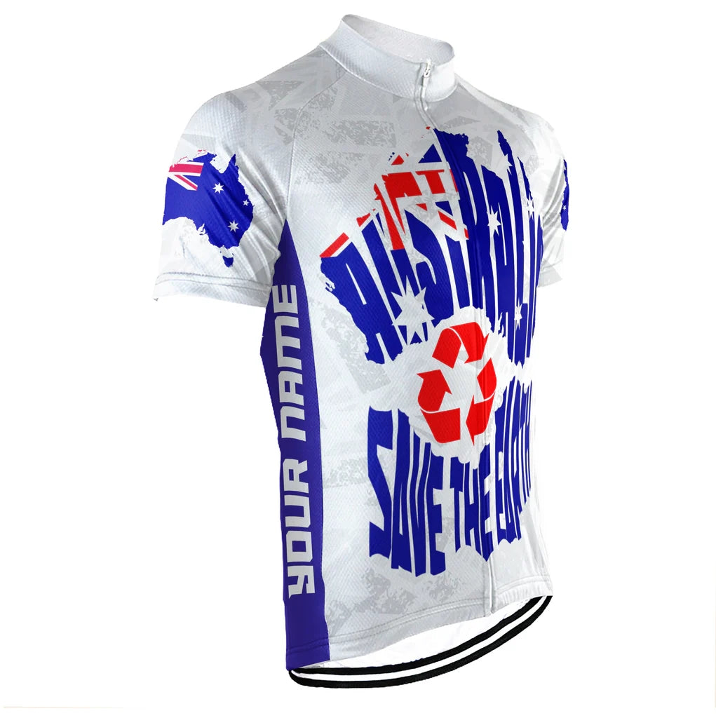 Customized Australia Environmental Protection Save The Planet Men's Cycling Jersey Short Sleeve