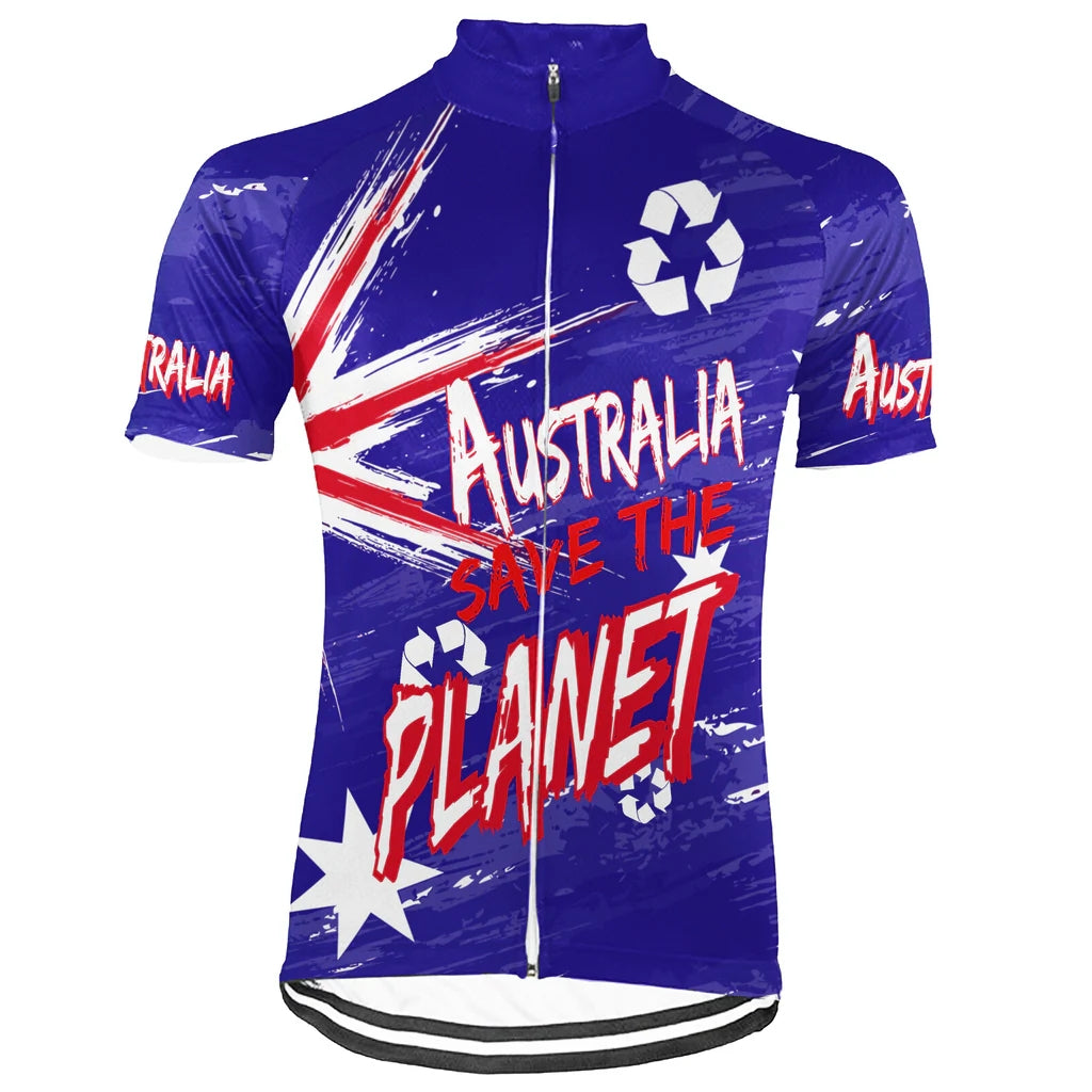 Customized Australia Environmental Protection Save The Planet Men's Cycling Jersey Short Sleeve