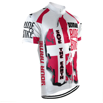 Customized Denmark Environmental Protection Save The Planet Men's Cycling Jersey Short Sleeve