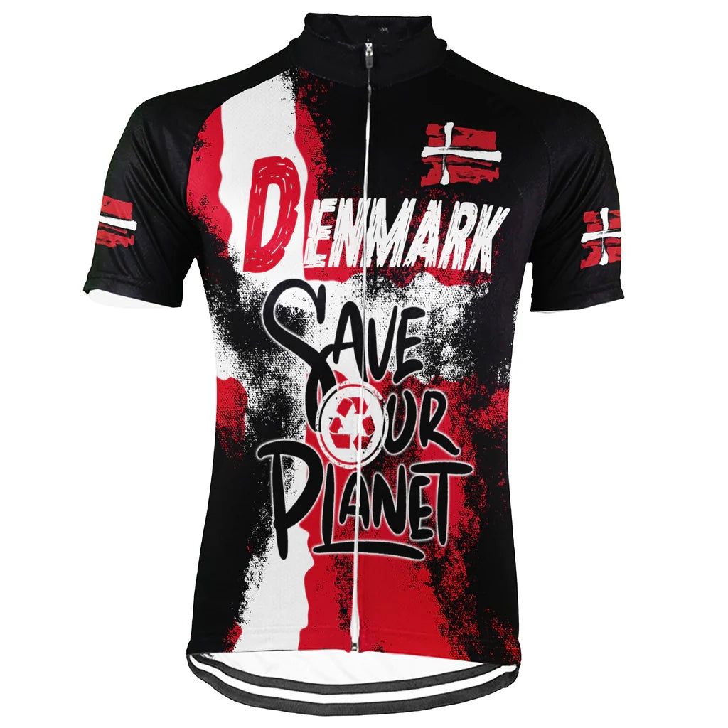 Customized Denmark Environmental Protection Save The Planet Men's Cycling Jersey Short Sleeve