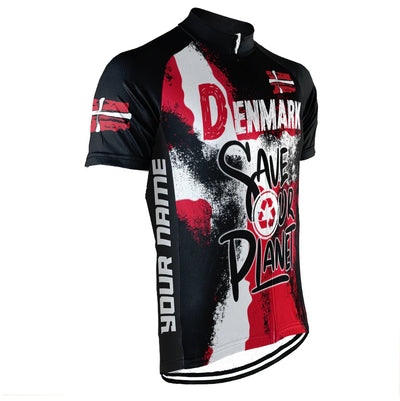 Customized Denmark Environmental Protection Save The Planet Men's Cycling Jersey Short Sleeve