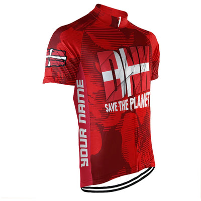 Customized Denmark Environmental Protection Save The Planet Men's Cycling Jersey Short Sleeve
