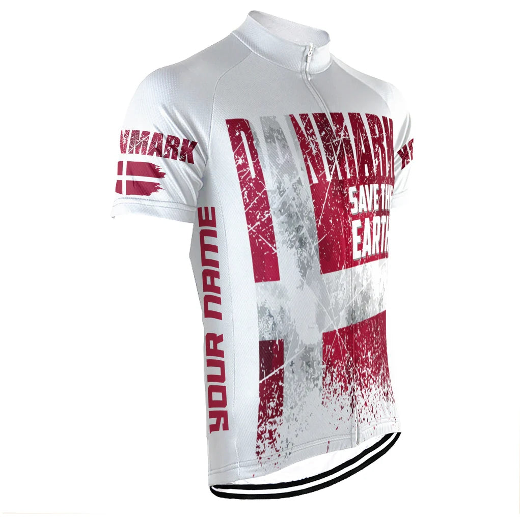 Customized Denmark Environmental Protection Save The Planet Men's Cycling Jersey Short Sleeve