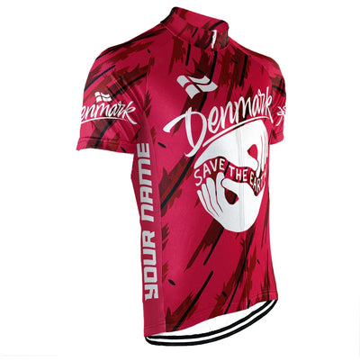 Customized Denmark Environmental Protection Save The Planet Men's Cycling Jersey Short Sleeve
