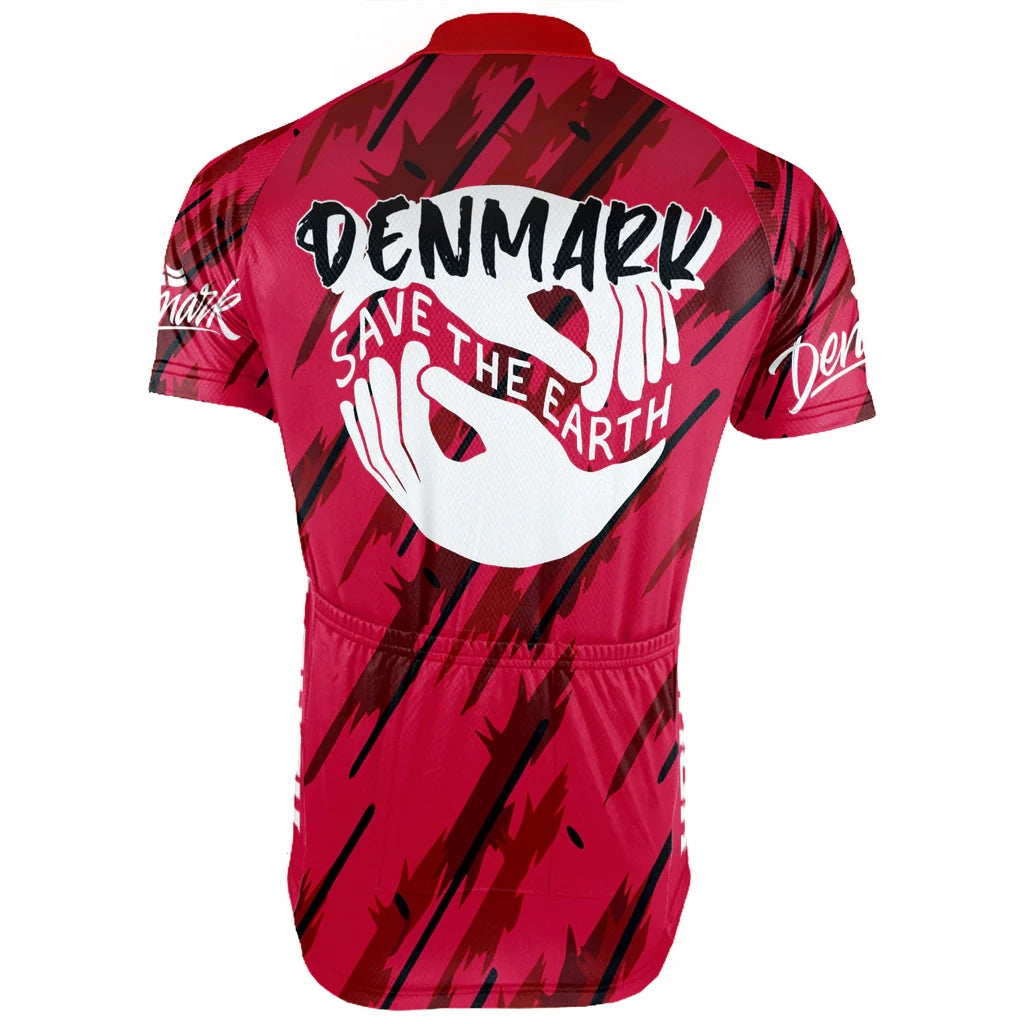 Customized Denmark Environmental Protection Save The Planet Men's Cycling Jersey Short Sleeve