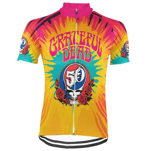 Customized Grateful Dead Skull Men's Cycling Jersey Short Sleeve
