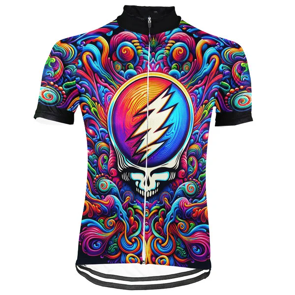 Customized Grateful Dead Skull Men's Cycling Jersey Short Sleeve