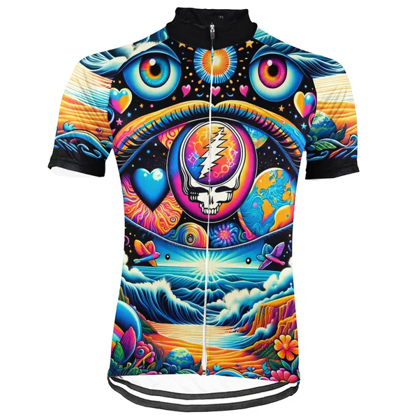 Customized Grateful Dead Skull Men's Cycling Jersey Short Sleeve