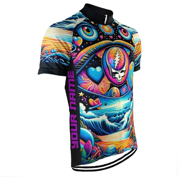 Customized Grateful Dead Skull Men's Cycling Jersey Short Sleeve